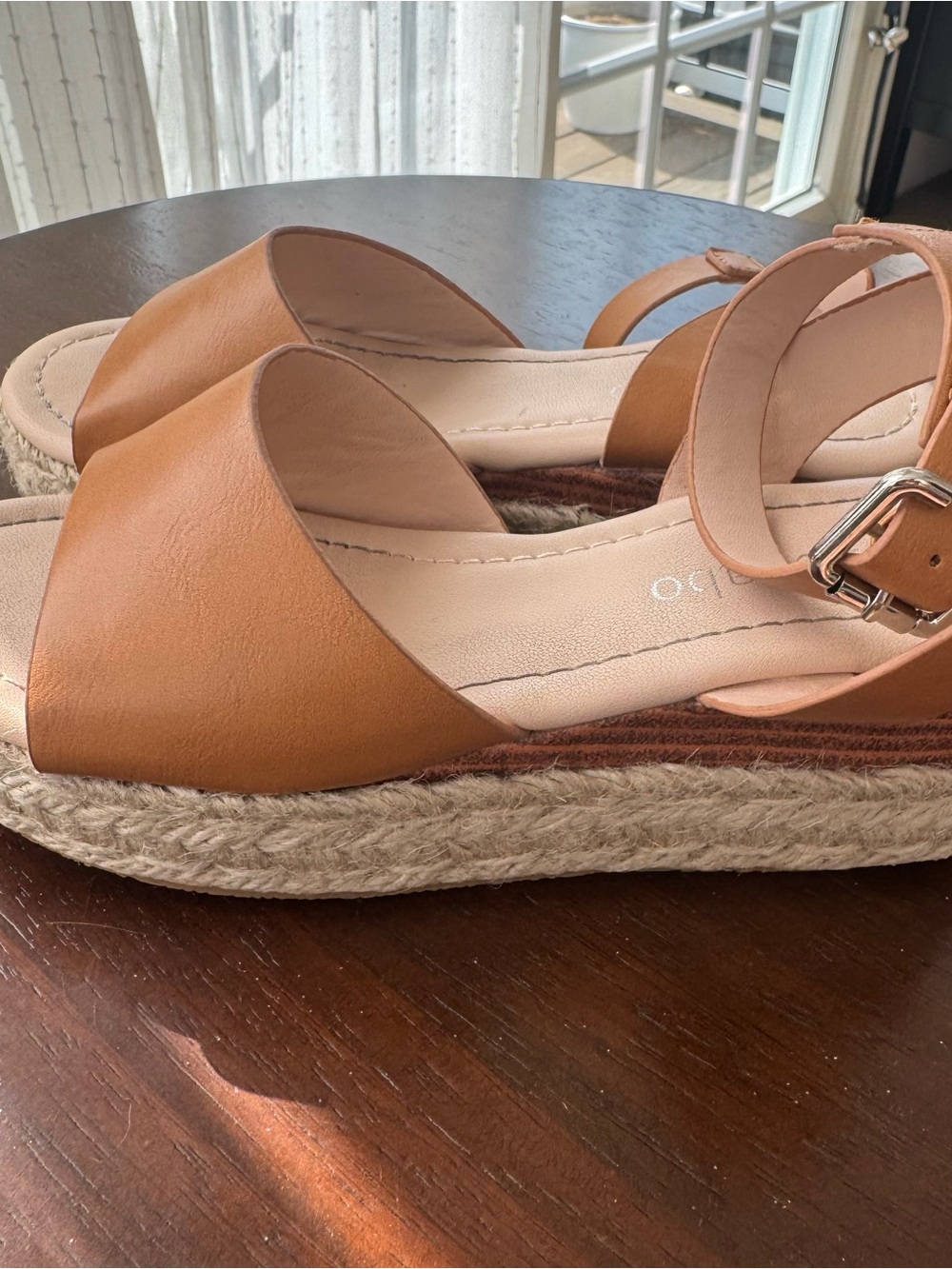Girls Tan Espadrille Sandals with Ankle Strap